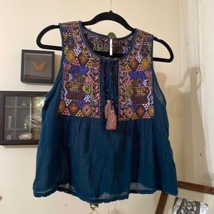 S Free People Embroidered Tank